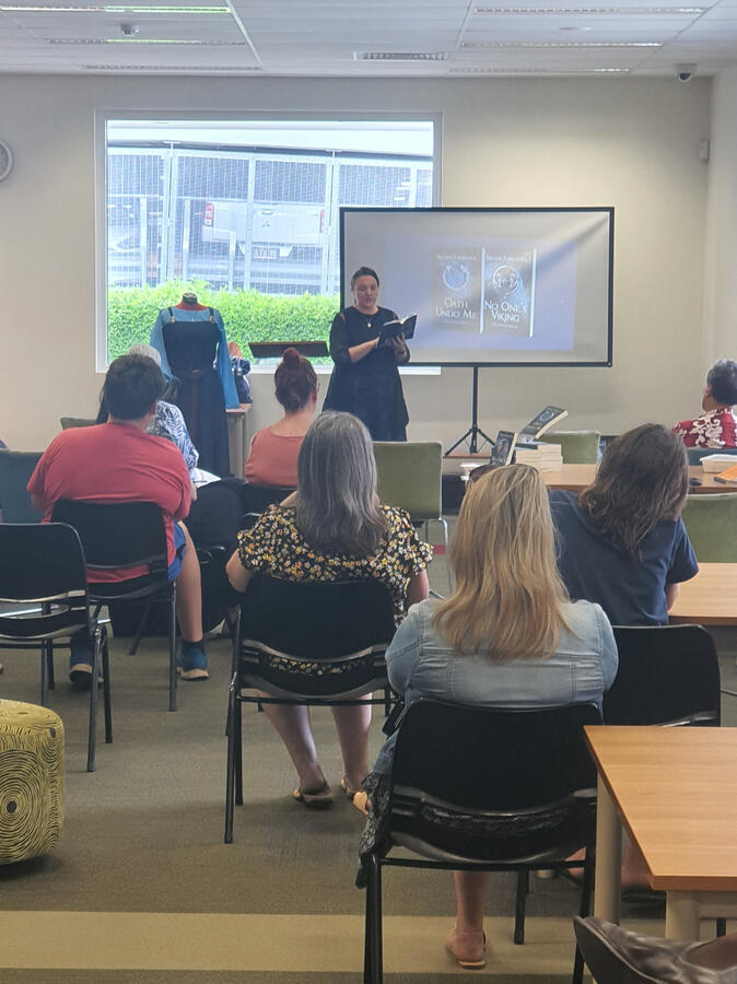 Megan Formanek speaks at Cairns City Library